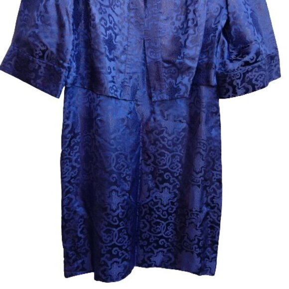 Long Tall Sally Blue Sheath Dress Swing Jacket Size 18 Tall Asian Inspired MOB - Picture 4 of 13